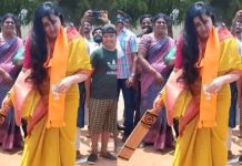 கிரிக்கெட் விளையாடி அசத்திய நமீதா – வைரல் வீடியோ!